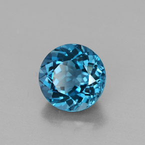 Topázio azul natural 2,60ct, corte redondo, VVS