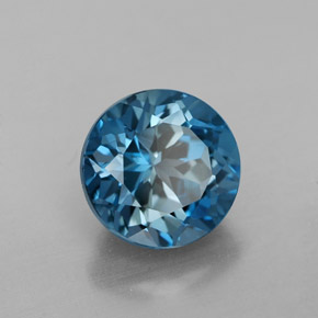 Topázio azul natural 2,89ct, corte redondo, VVS-VS