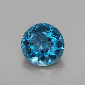 Topázio azul natural 2,38ct, corte redondo, VVS-VS