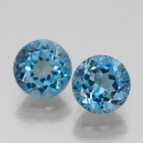 Pedras preciosas de topázio azul natural de  ct, corte redondo, VVS