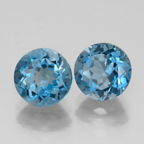 Pedras preciosas de topázio azul natural de  ct, corte redondo, VVS