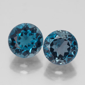 Pedras preciosas de topázio azul natural de  ct, corte redondo, VVS