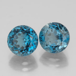 Pedras preciosas de topázio azul natural de  ct, corte redondo, VVS