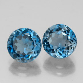 Pedras preciosas de topázio azul natural de  ct, corte redondo, VVS
