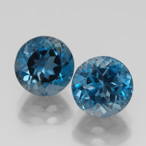 Pedras preciosas de topázio azul natural de  ct, corte redondo, VVS