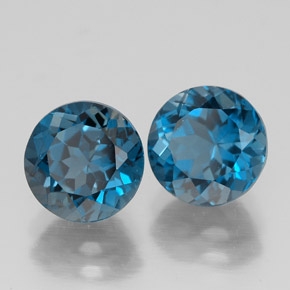 Pedras preciosas de topázio azul natural de  ct, corte redondo, VVS