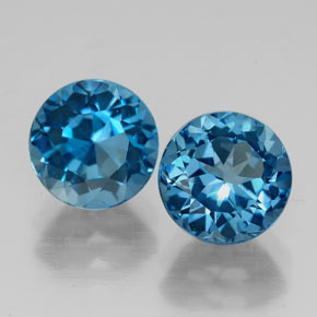 Pedras preciosas de topázio azul natural de  ct, corte redondo, VVS-VS