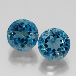 Pedras preciosas de topázio azul natural de  ct, corte redondo, VVS