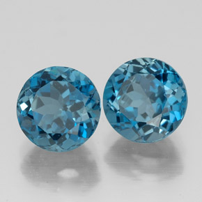 Pedras preciosas de topázio azul natural de  ct, corte redondo, VVS