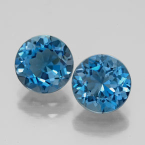 Pedras preciosas de topázio azul natural de  ct, corte redondo, VVS-VS