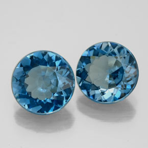 Pedras preciosas de topázio azul natural de  ct, corte redondo, VVS-VS