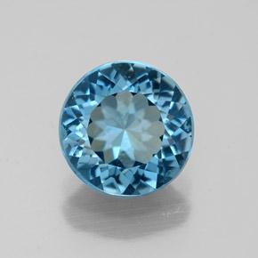 Topázio azul natural 2,00ct, corte redondo, VVS-VS