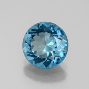 Topázio azul natural 2,00ct, corte redondo, VVS-VS
