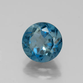 Topázio azul natural 1,77ct, corte redondo, VVS-VS