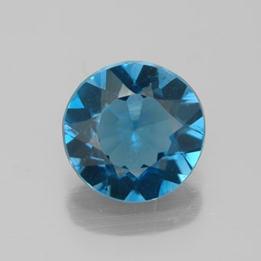 Topázio azul natural 1,98ct, corte redondo, VVS-VS