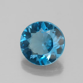 Topázio azul natural 1,98ct, corte redondo, VVS-VS