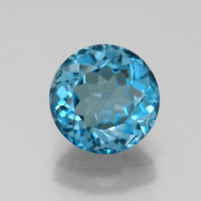 Topázio azul natural 2,46ct, corte redondo, VVS-VS