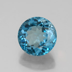 Topázio azul natural 2,46ct, corte redondo, VVS-VS