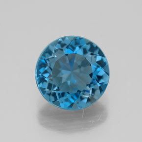 Topázio azul natural 2,10ct, corte redondo, VVS-VS