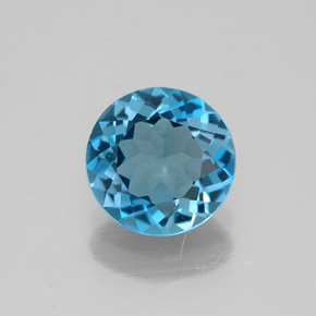 Topázio azul natural 1,46ct, corte redondo, VVS