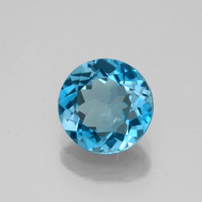 Topázio azul natural 1,46ct, corte redondo, VVS