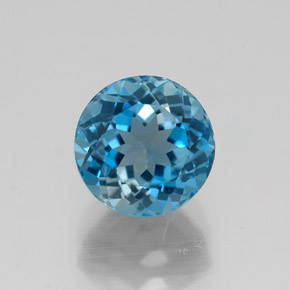 Topázio azul natural 2,20ct, corte redondo, VVS