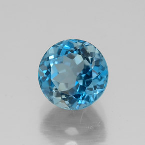 Topázio azul natural 2,20ct, corte redondo, VVS