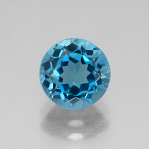 Topázio azul natural 1,76ct, corte redondo, VVS
