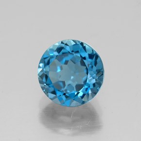 Topázio azul natural 1,76ct, corte redondo, VVS