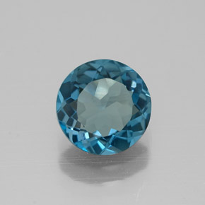 Topázio azul natural 1,38ct, corte redondo, VVS