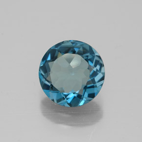 Topázio azul natural 1,38ct, corte redondo, VVS