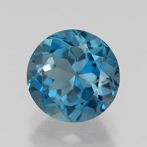 Topázio azul natural 1,65ct, corte redondo, VVS