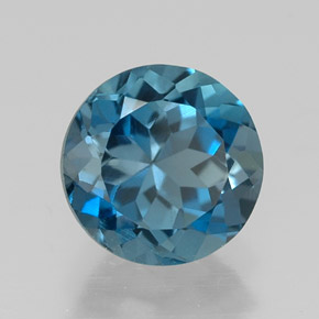Topázio azul natural 1,65ct, corte redondo, VVS