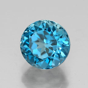 Topázio azul natural 1,92ct, corte redondo, VS