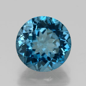 Topázio azul natural 2,40ct, corte redondo, VVS