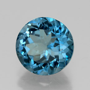 Topázio azul natural 2,40ct, corte redondo, VVS