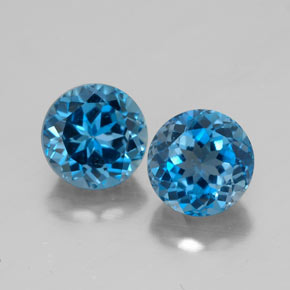 Pedras preciosas de topázio azul natural de  ct, corte redondo, VVS-VS