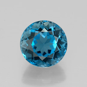 Topázio azul natural 2,65ct, corte redondo, VVS