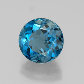 Topázio azul natural 2,65ct, corte redondo, VVS