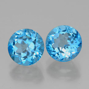 Pedras preciosas de topázio azul natural de  ct, corte redondo, VVS