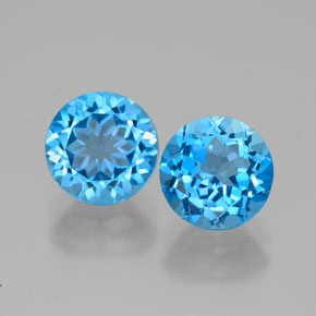 Pedras preciosas de topázio azul natural de  ct, corte redondo, VVS