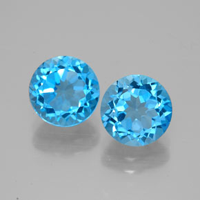 Pedras preciosas de topázio azul natural de  ct, corte redondo, VVS