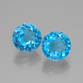 Pedras preciosas de topázio azul natural de  ct, corte redondo, VVS