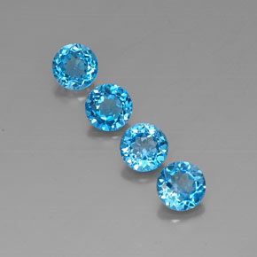 Pedras preciosas de topázio azul natural de  ct, corte redondo, VVS