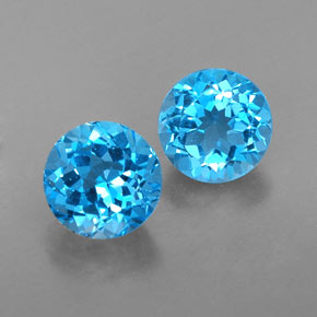 Pedras preciosas de topázio azul natural de  ct, corte redondo, VVS-VS