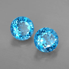 Pedras preciosas de topázio azul natural de  ct, corte redondo, VVS-VS