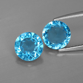 Pedras preciosas de topázio azul natural de  ct, corte redondo, VVS-VS