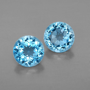 Pedras preciosas de topázio azul natural de  ct, corte redondo, VVS-VS