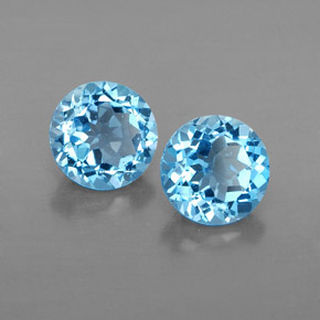 Pedras preciosas de topázio azul natural de  ct, corte redondo, VVS-VS