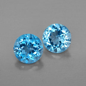 Pedras preciosas de topázio azul natural de  ct, corte redondo, VVS-VS